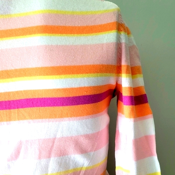 IZOD Petite V-Neck Long Sleeve Multicolor Striped Sweater Size XS - Picture 7 of 11